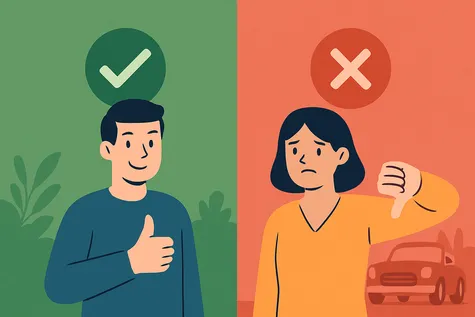 Dos personas mostrando opiniones opuestas sobre los seguros de coches históricos.