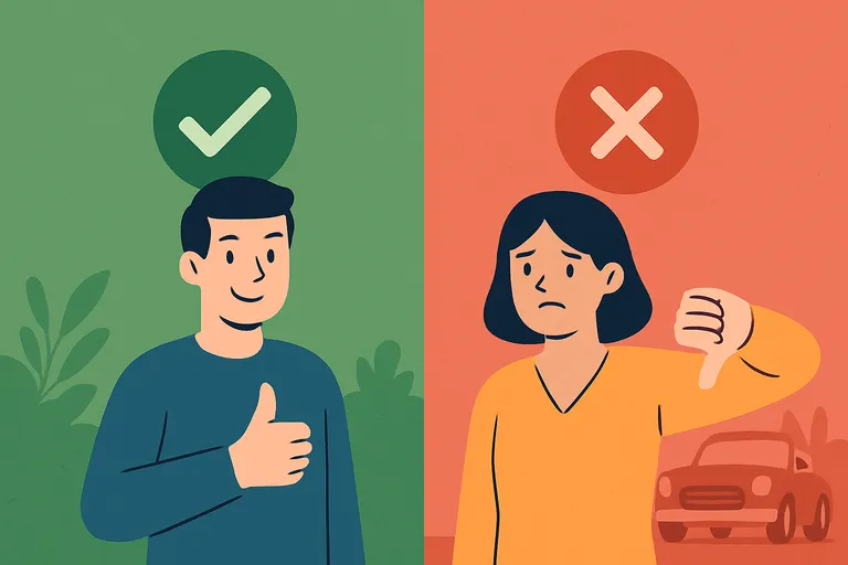Dos personas mostrando opiniones opuestas sobre los seguros de coches históricos.