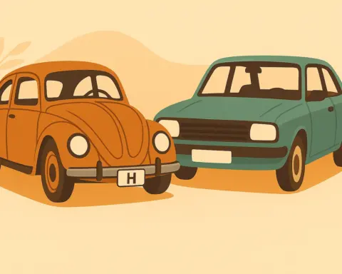 Comparativa visual entre un coche clásico y otro histórico aparcados.